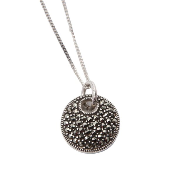 Marcasite Sterling Silver 925 Pendant with Box Chain New - Picture 14 of 15